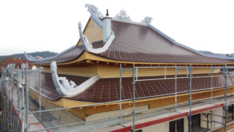 Das mehrstöckige Dach der Pagode