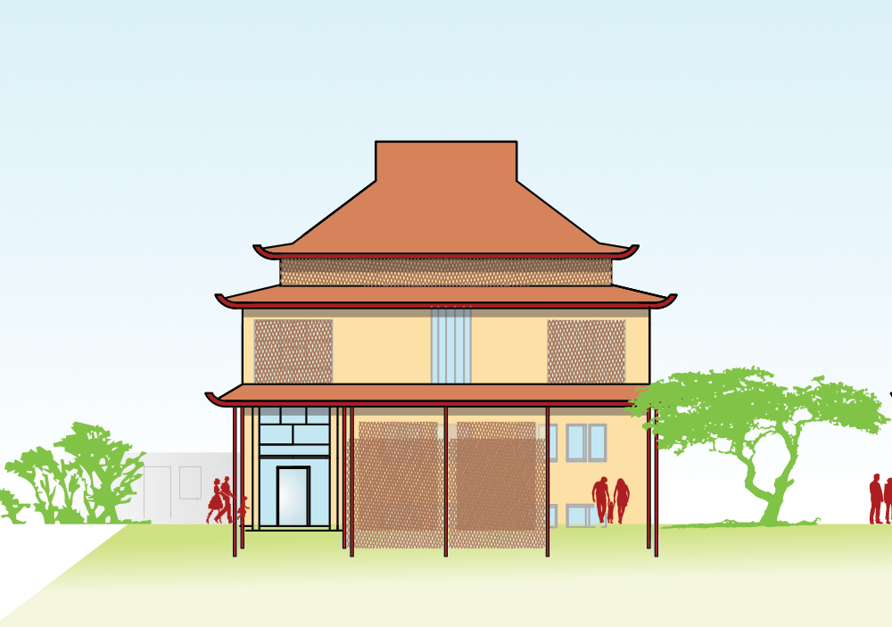 Illustration der buddistischen Pagode Tübingen